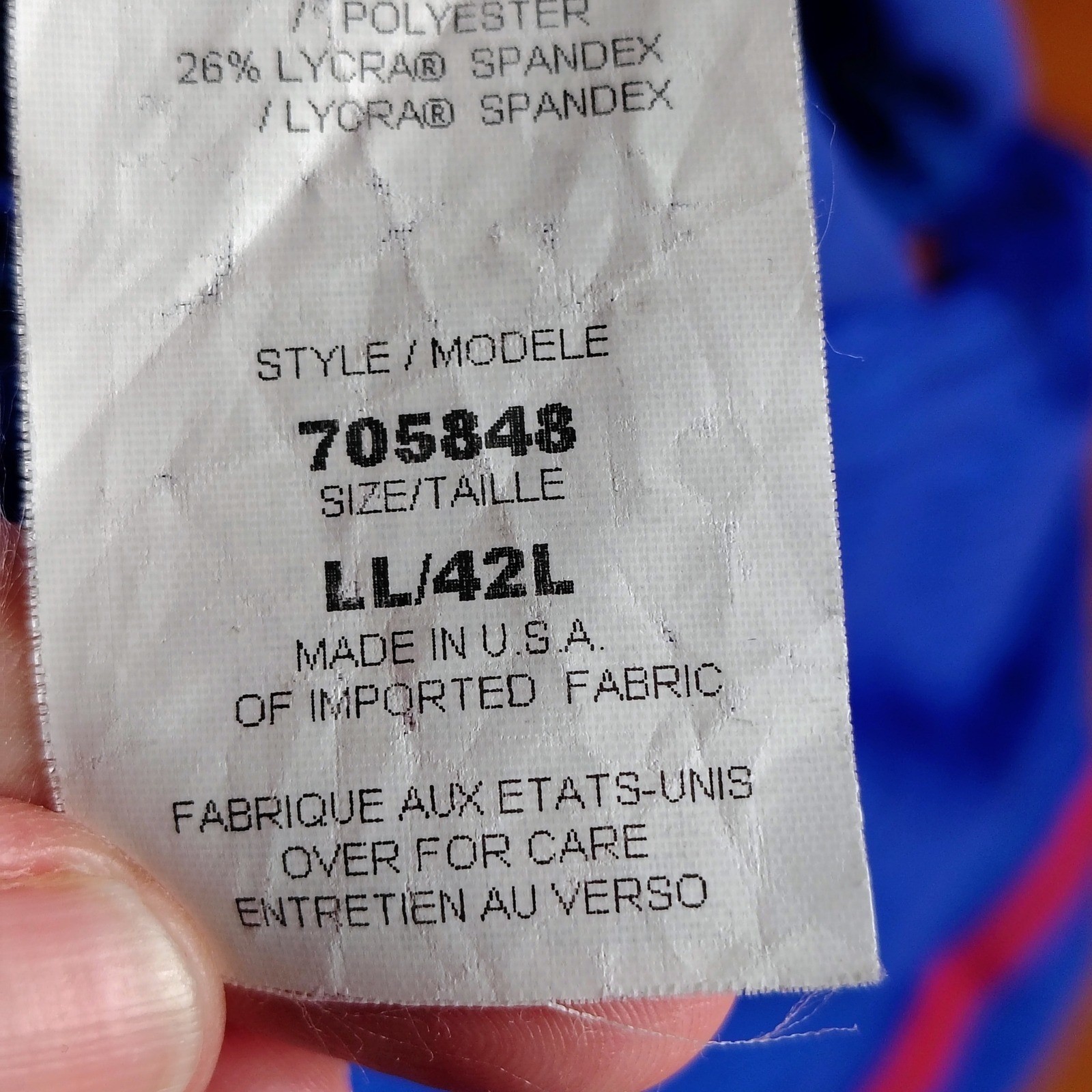Speedo Aquablade Full Body Swimsuit Blue Red 705848 42L Vintage USA NWT nos