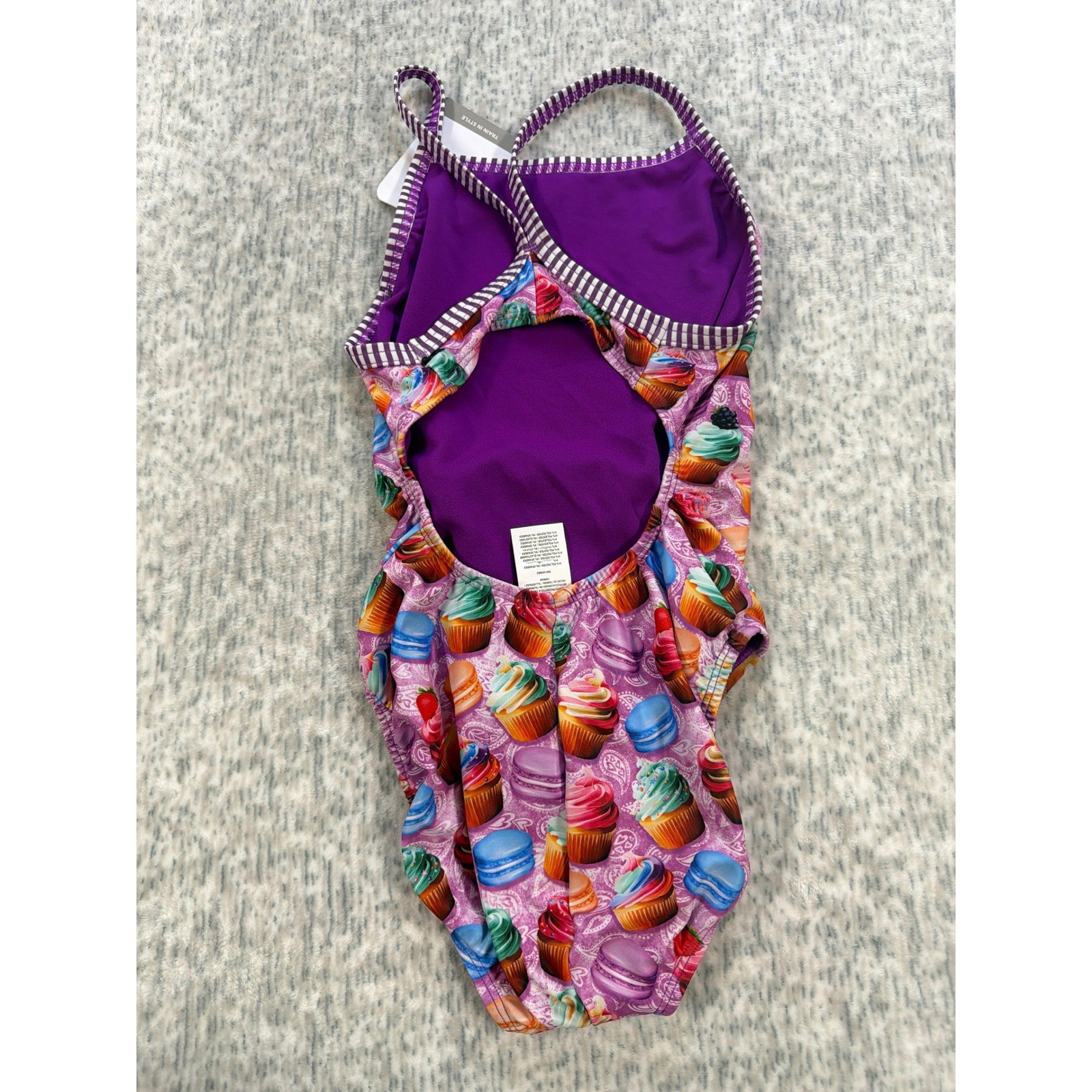 Dolfin Uglies Womens Cupcake Macaron Print One Pc Swimsuit 32 DS0510C35D Purple