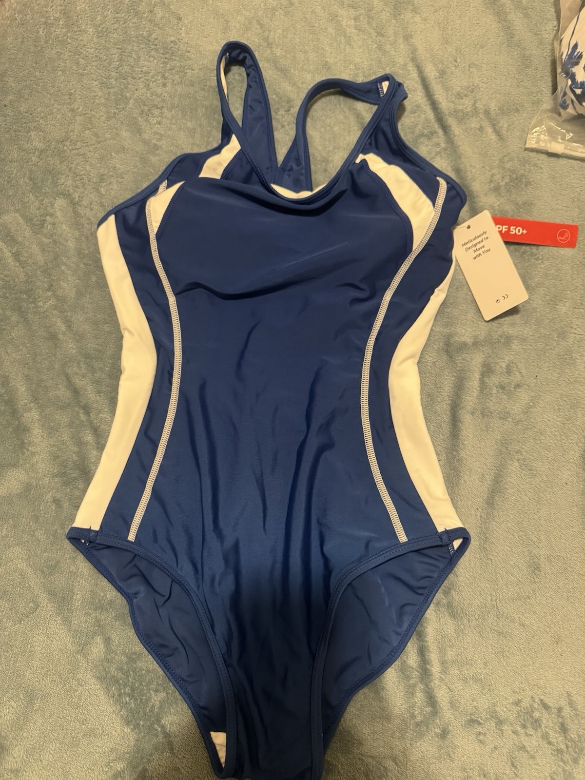 Women’s One-Piece Racerback Colorblock Sport Swimsuit SPF 50+ Polyamide