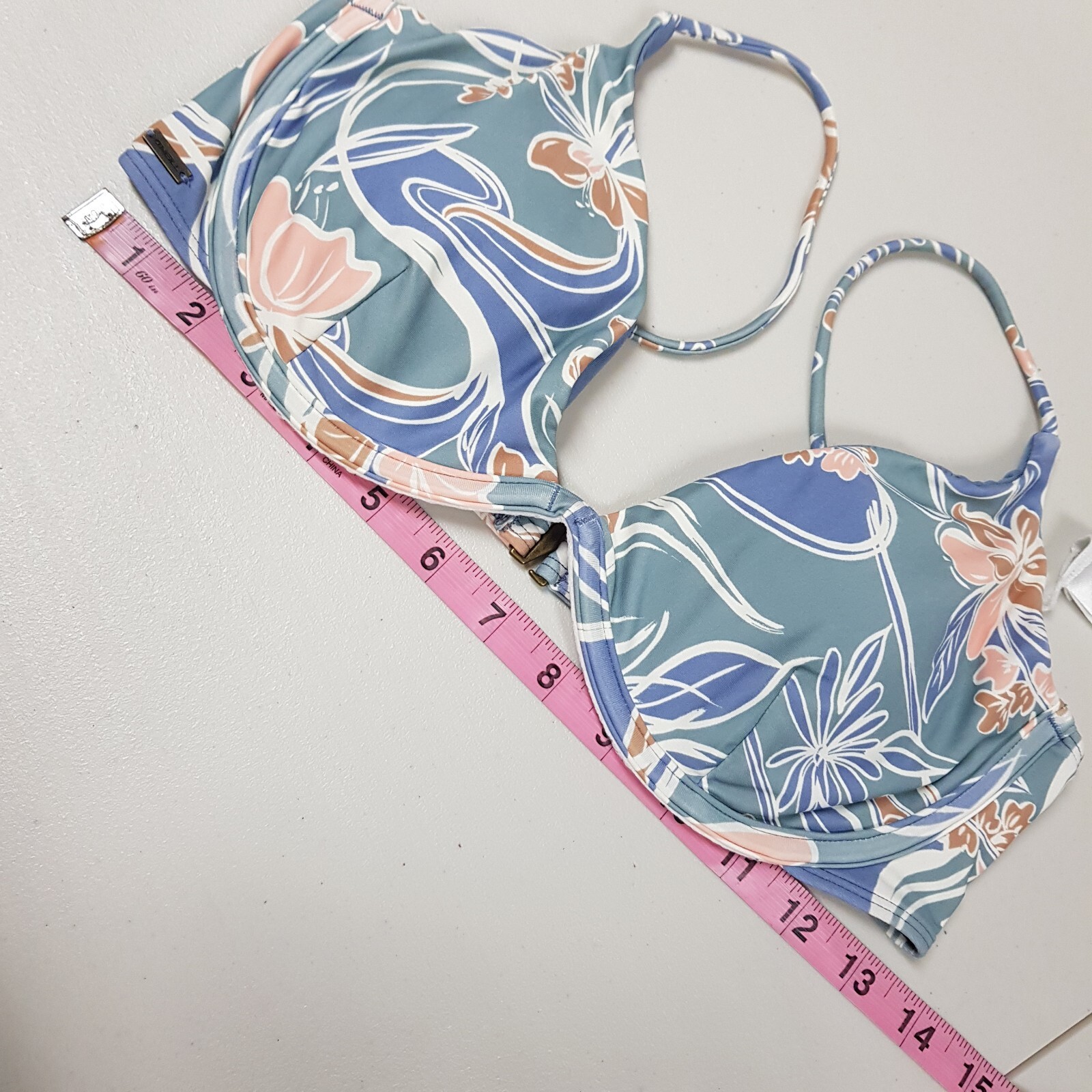 ONeILL Emmy Floral Honopu Bikini Top size DD Blue Swimwear Underwire Adjustable
