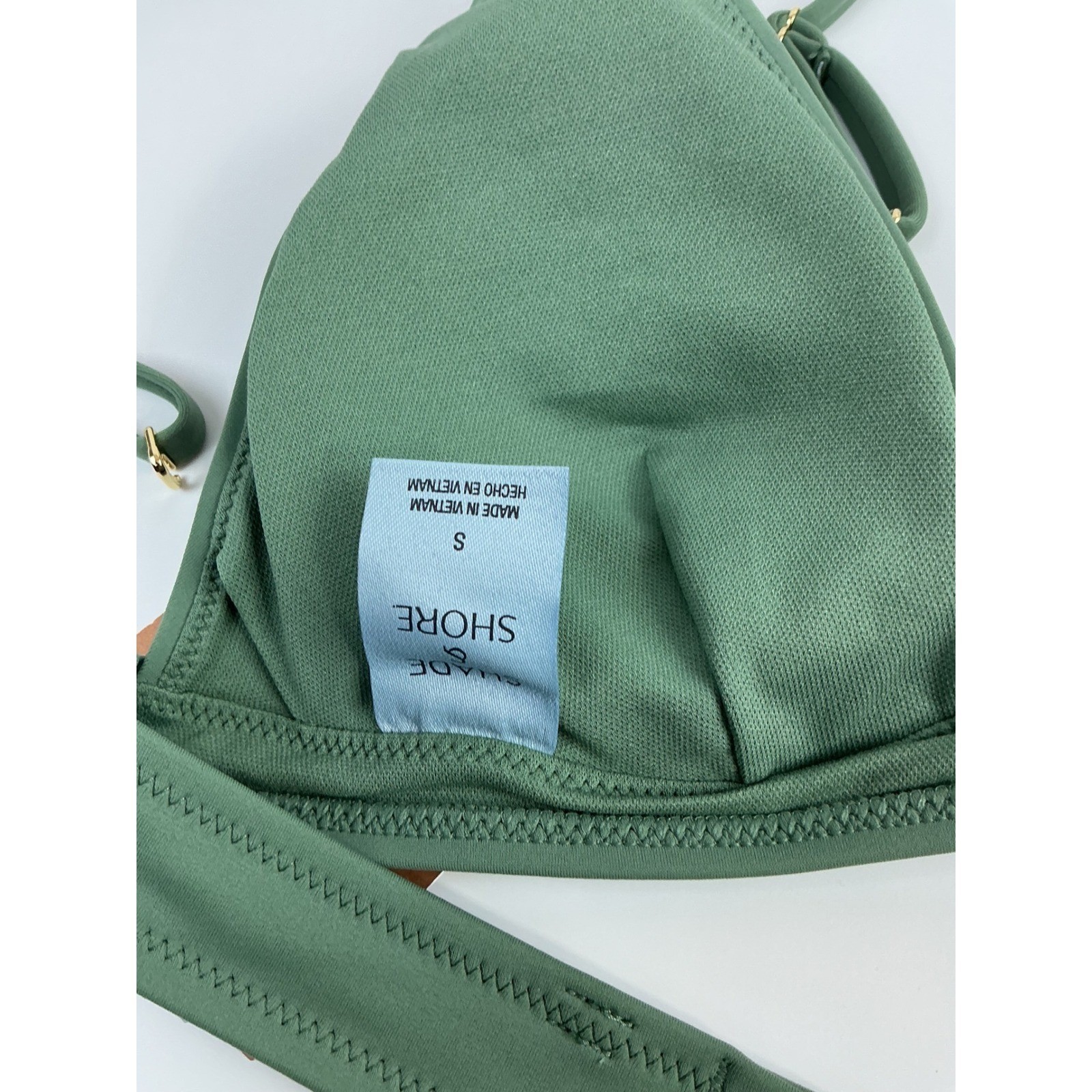 NWT Shade & Shore Olive Green Convertible Straps Bikini Top Sz SM Removable Pads