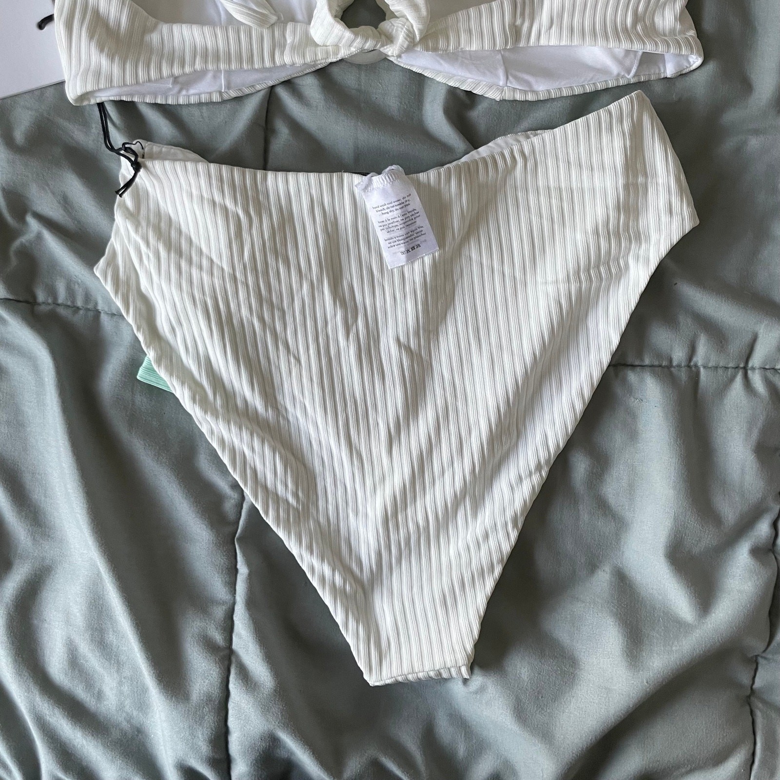 Onia Anais Bikini Bottom. White and Mint, Size Small, NWT