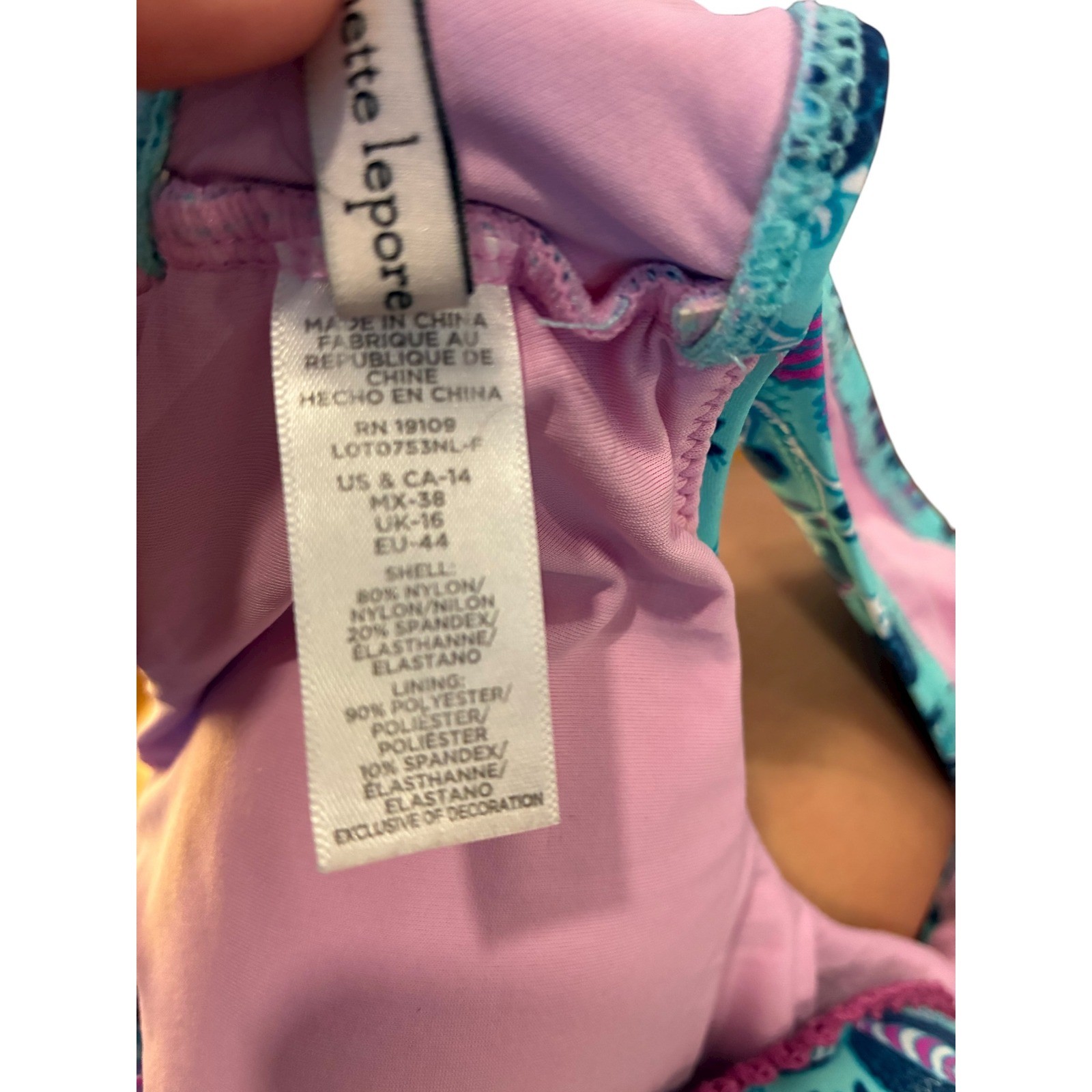 Nannette Lepore Floral Print Sleeveless Open Back Halter Bikini Top Size 14