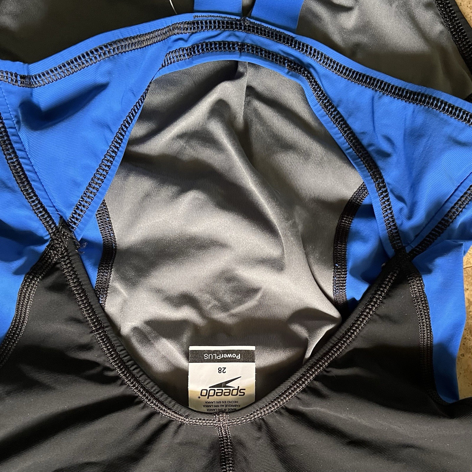Speedo Powerplus Womens Kneeskin Racing Swimsuit Black Blue Size 28