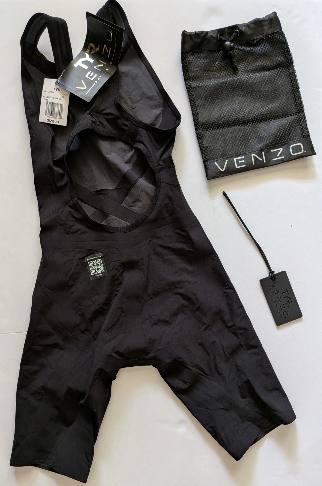 TYR Venzo Open Back Tech Suit Onyx Size 23 NWT FINA Approved Racing Swimsuit