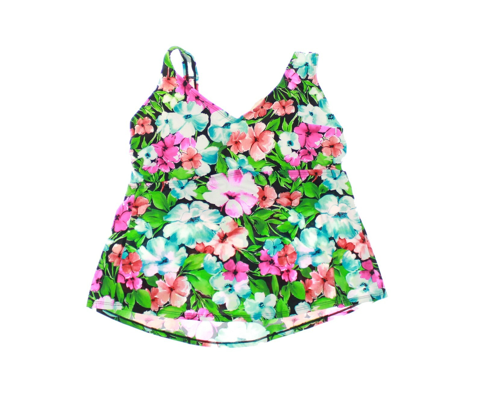 NEW – SWIMSUITS FOR ALL Women’s FLORAL Multicolor TANKINI TOP – 20