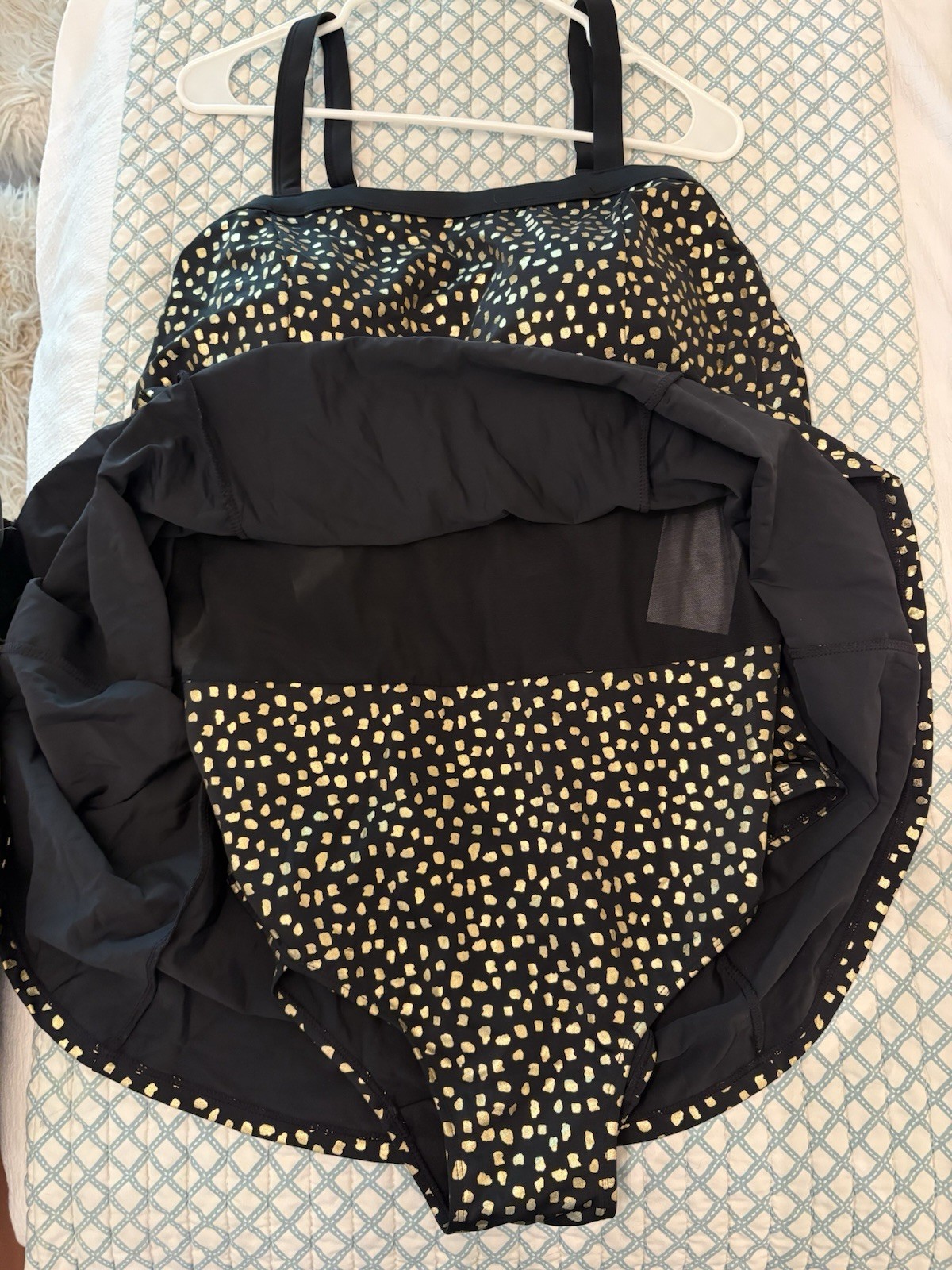 NWT Swimsuits For All Size 24 Swim Dress Black Gold Foil Tummy Control Plus