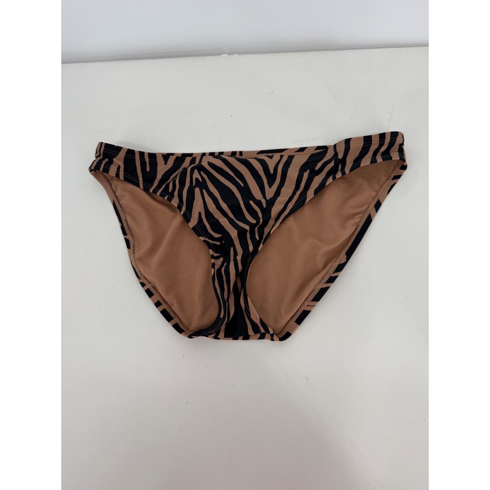 Shade & Shore Womens Sz M Zebra Print Bikini Bottoms Swimsuit Tan Black Beach