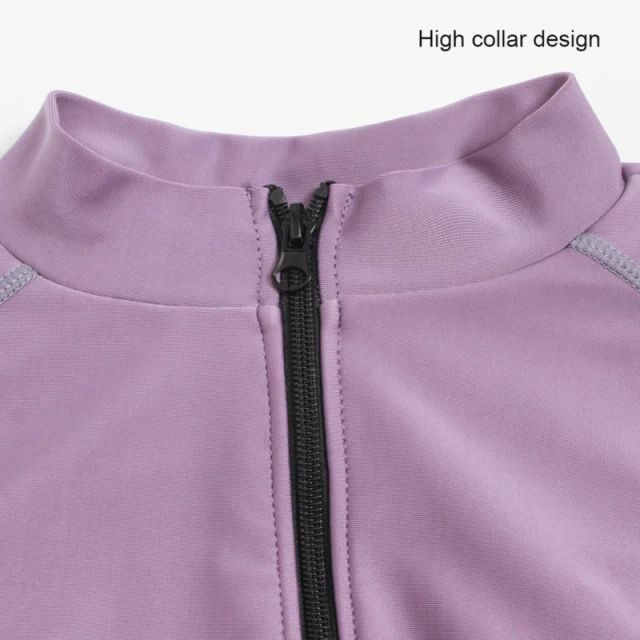 Female Modest Swimsuit Full Coverage Purple and Gray