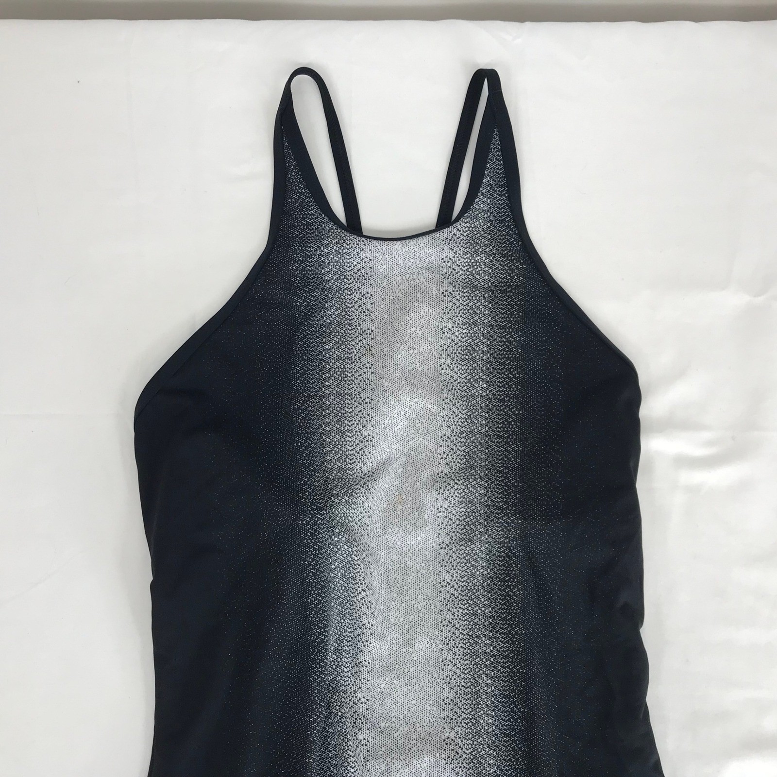 Nike Womens One Piece Swimsuit Black Silver Ombre Gradient Athletic Training