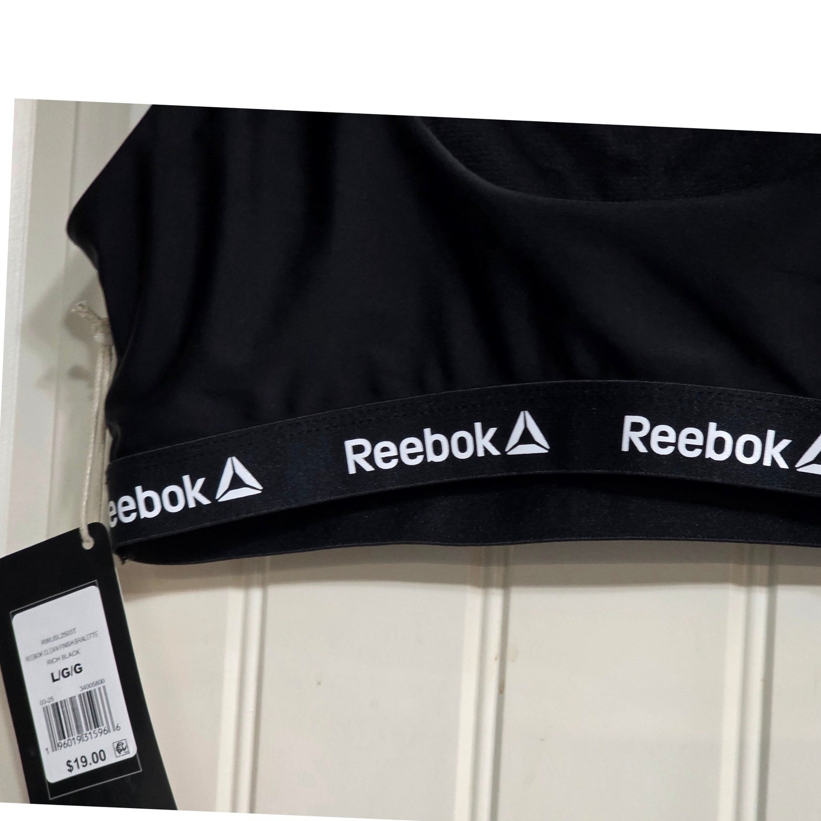 Reebok Black Sports Bra Low Impact Swim Fitness Gym Workout Athleisure