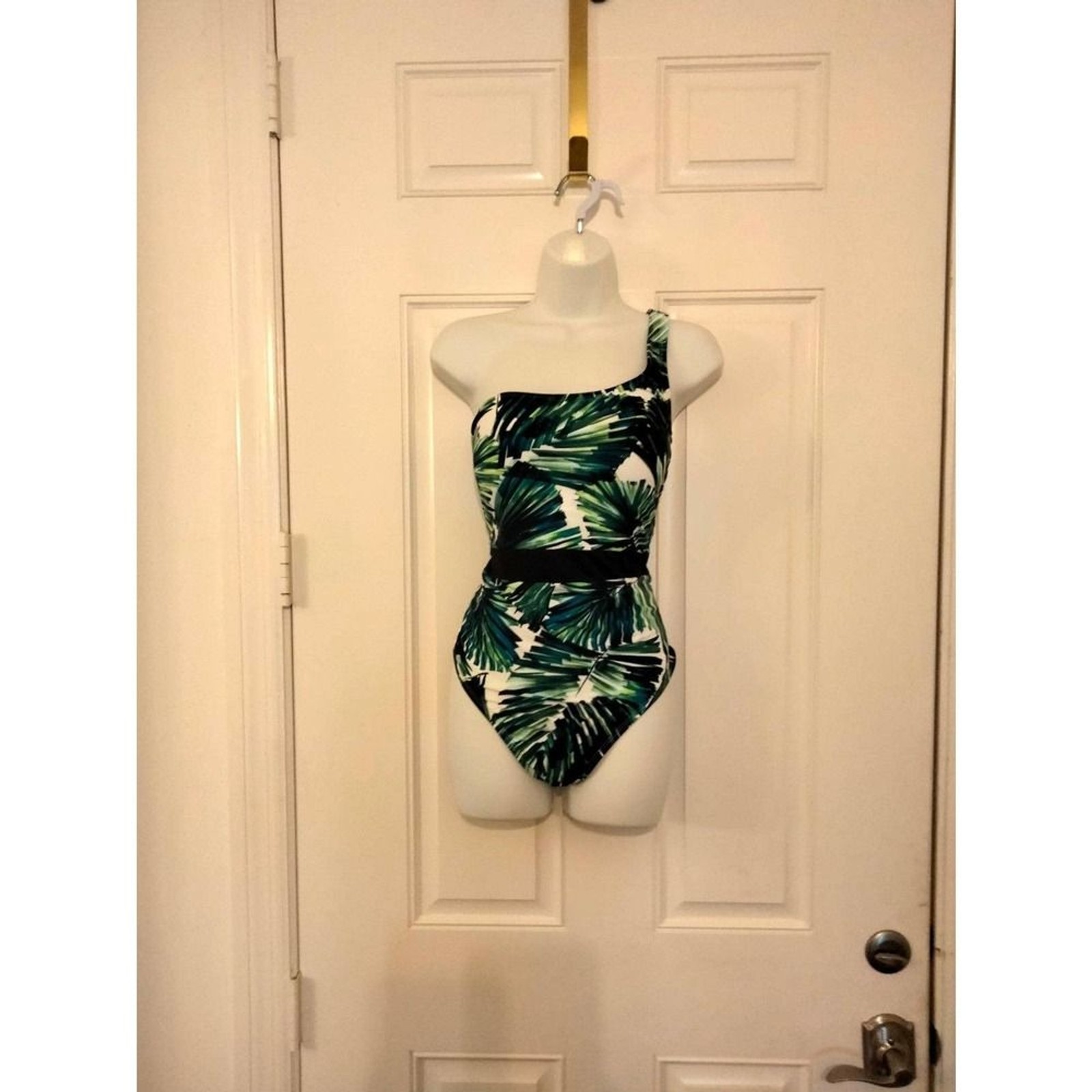 One Piece tropical leaf design Swimsuit women XL