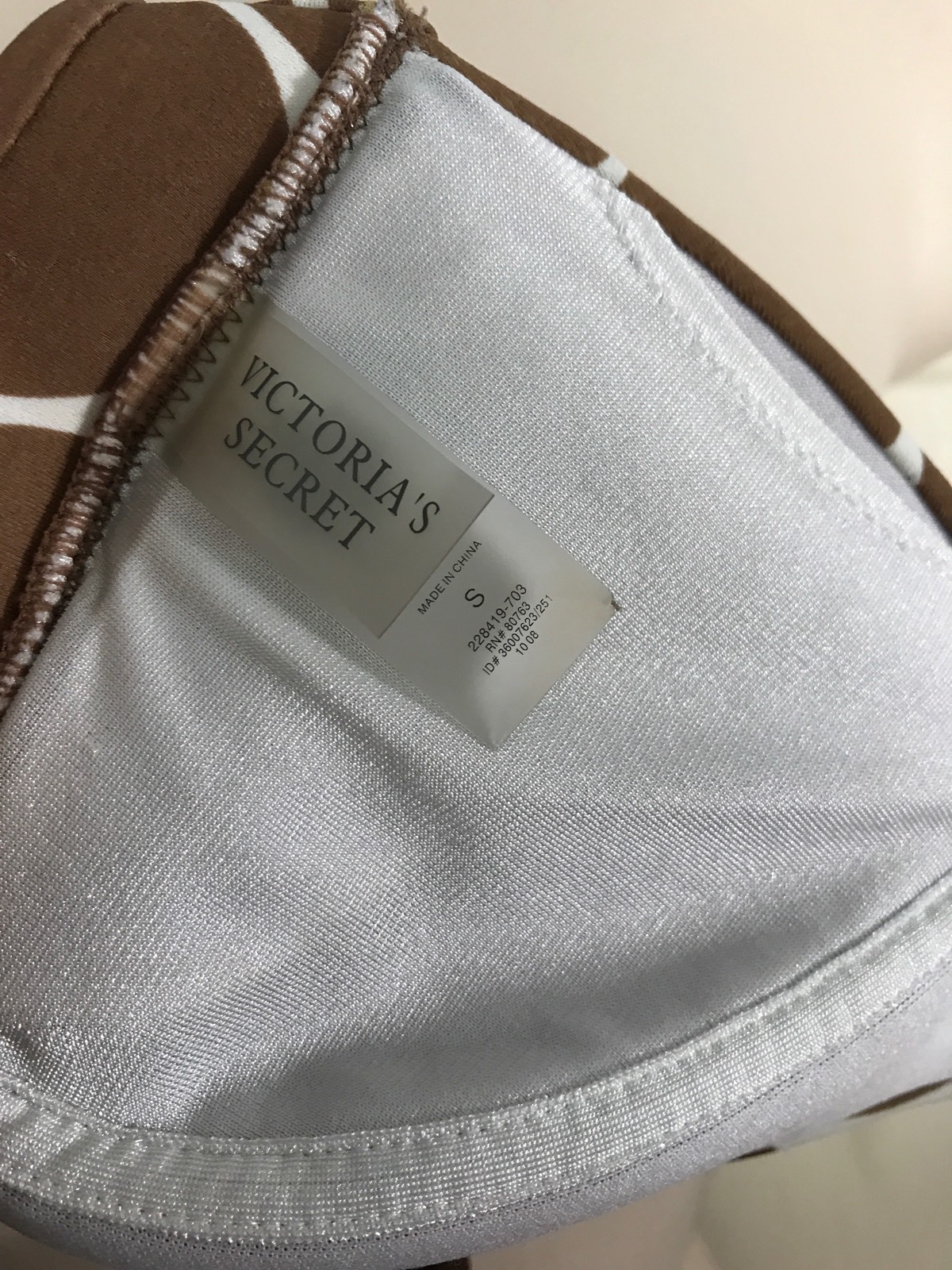 EUC Brown Polka Dot Victoria’s Secret Size Small Bikini Top