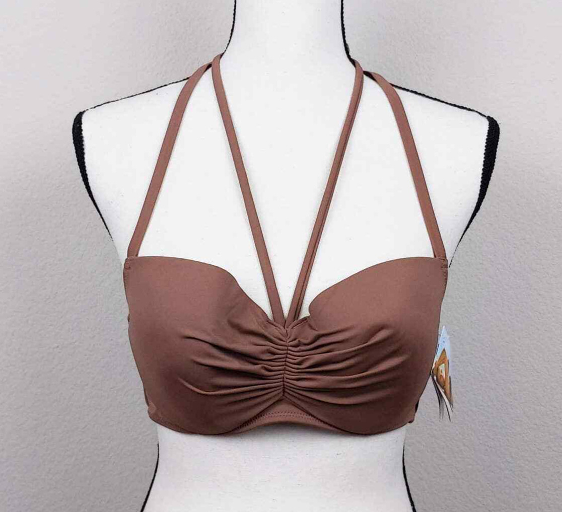 Smart & Sexy Swim Top 36C Brown The Getaway Strappy Halter
