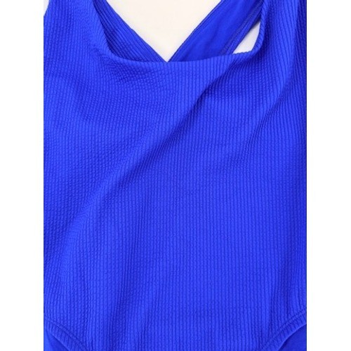 Nike Ribbed Cross Back One Piece Swimsuit Blue XL NWOT