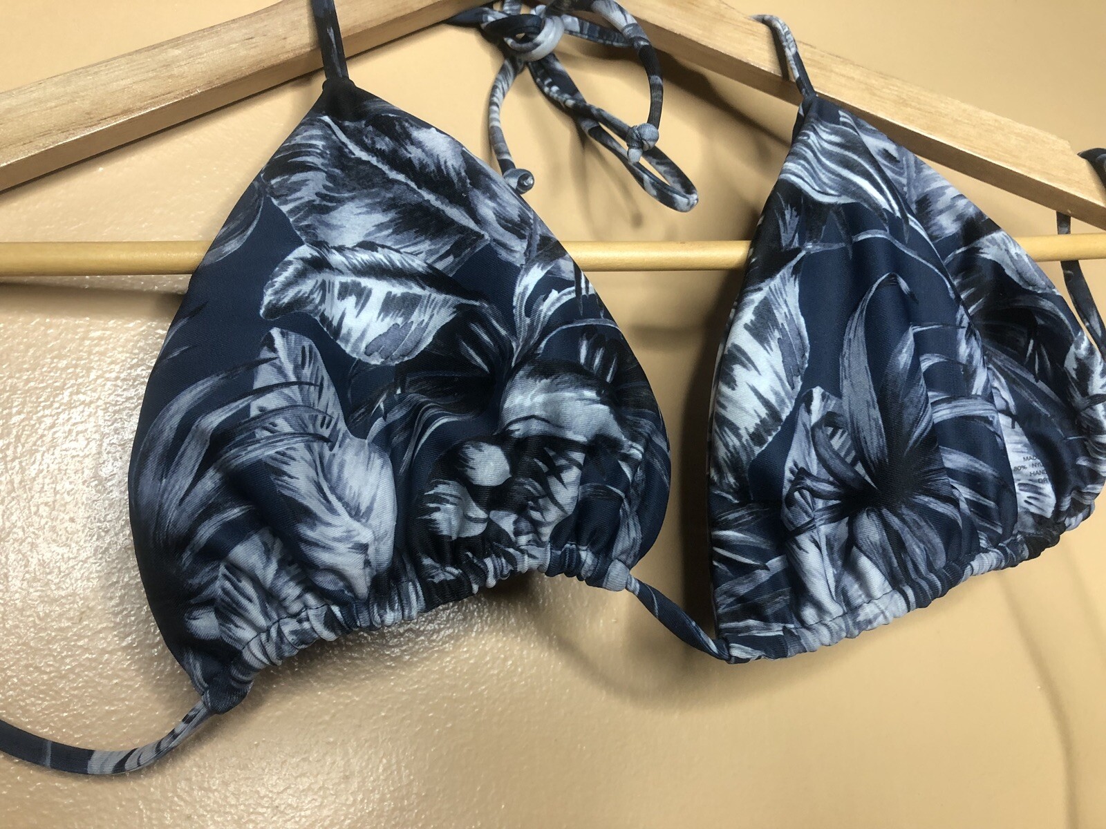 Women Girls Swimsuit Bikini Top Black Floral Print