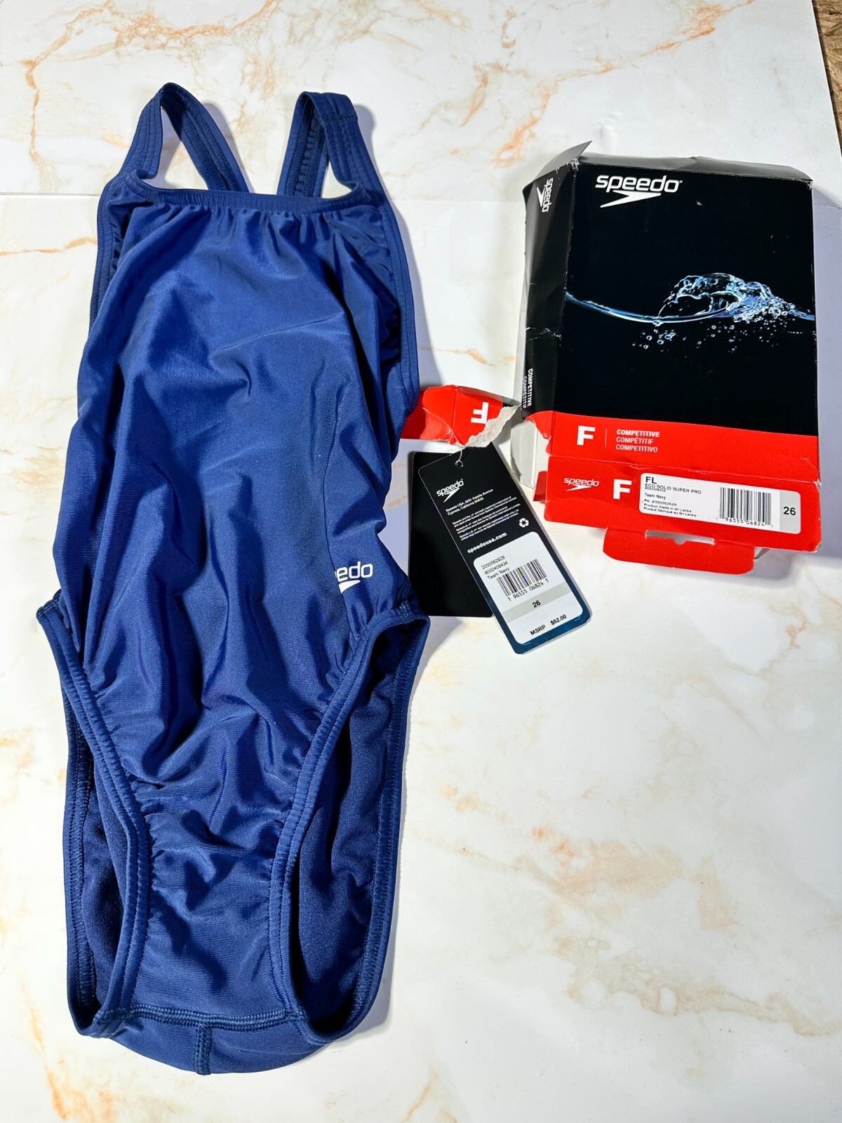 NWT Women’s Speedo Learn To Swim Pro LT Superpro Swimsuit Navy Blue Size 26