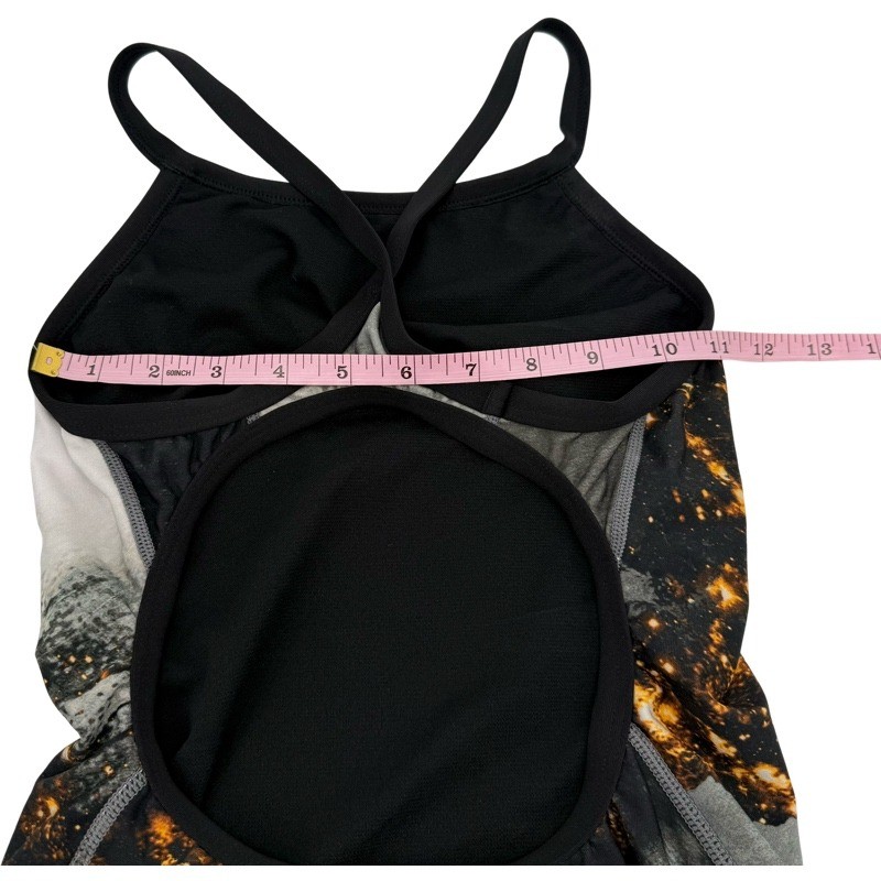 TYR NEW M Size 32 Diamondfit One Piece Swimsuit Black Grey Galaxy Print Training