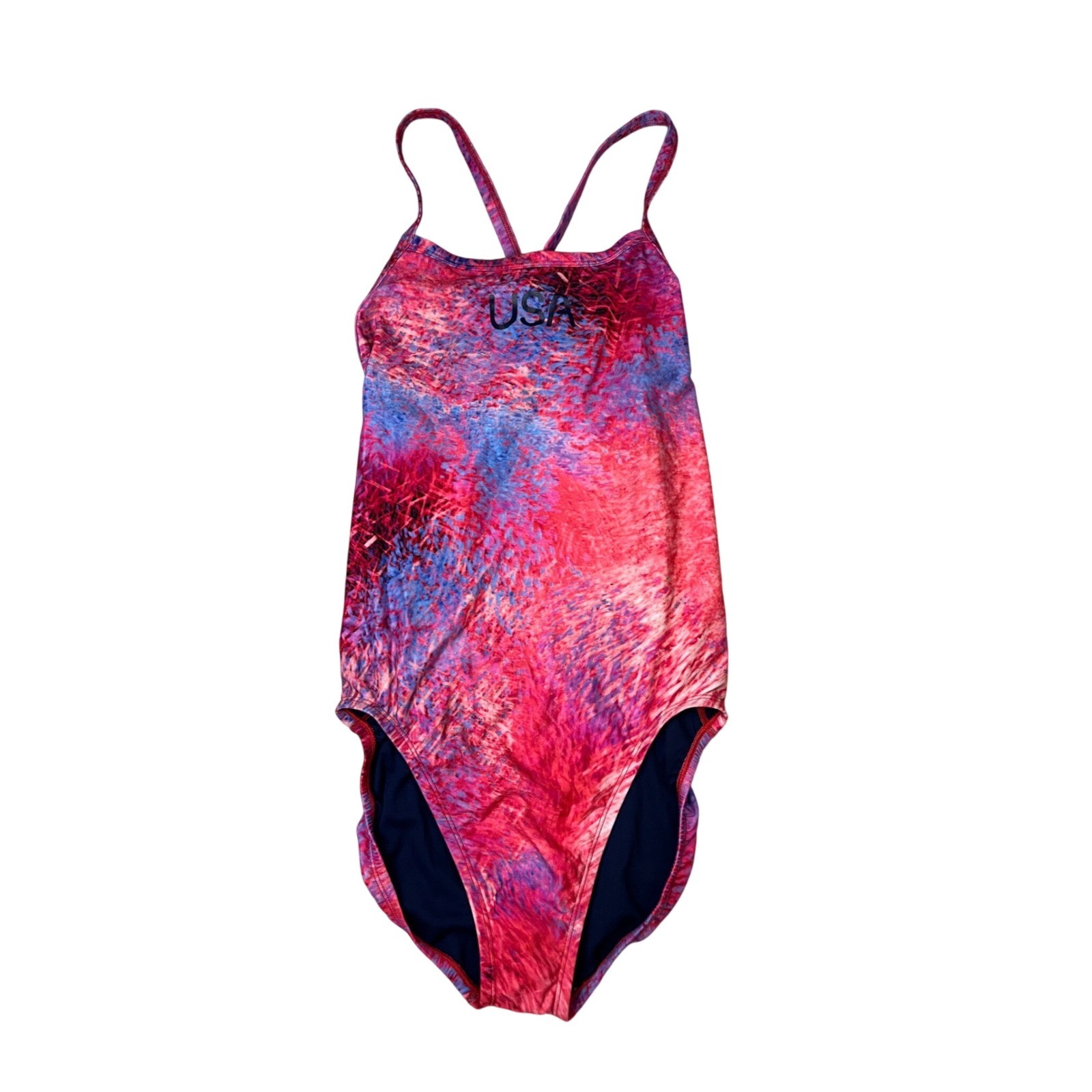Nike HydraStrong USA Olympic Team One Piece Swimsuit NESSE034 Pink Blue 38/12
