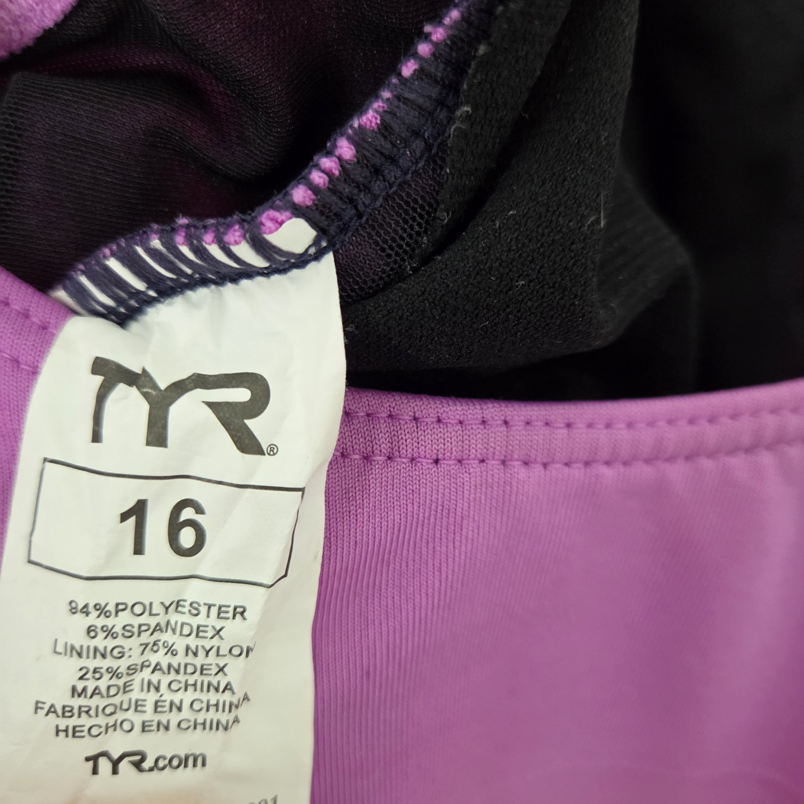 Size 16 Women’s TYR One-Piece Bathing Suit: Purple/Peach/Navy swimsuit