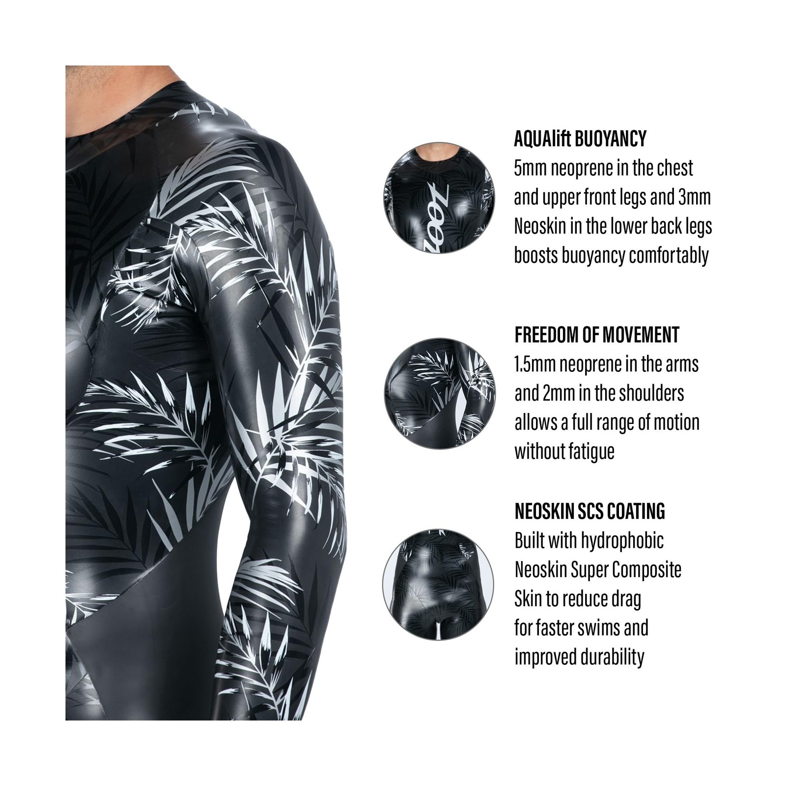 Zoot Men’s Maui Wetsuit, Full Sleeve Neoskin Neoprene Buoyancy Suit for Open …