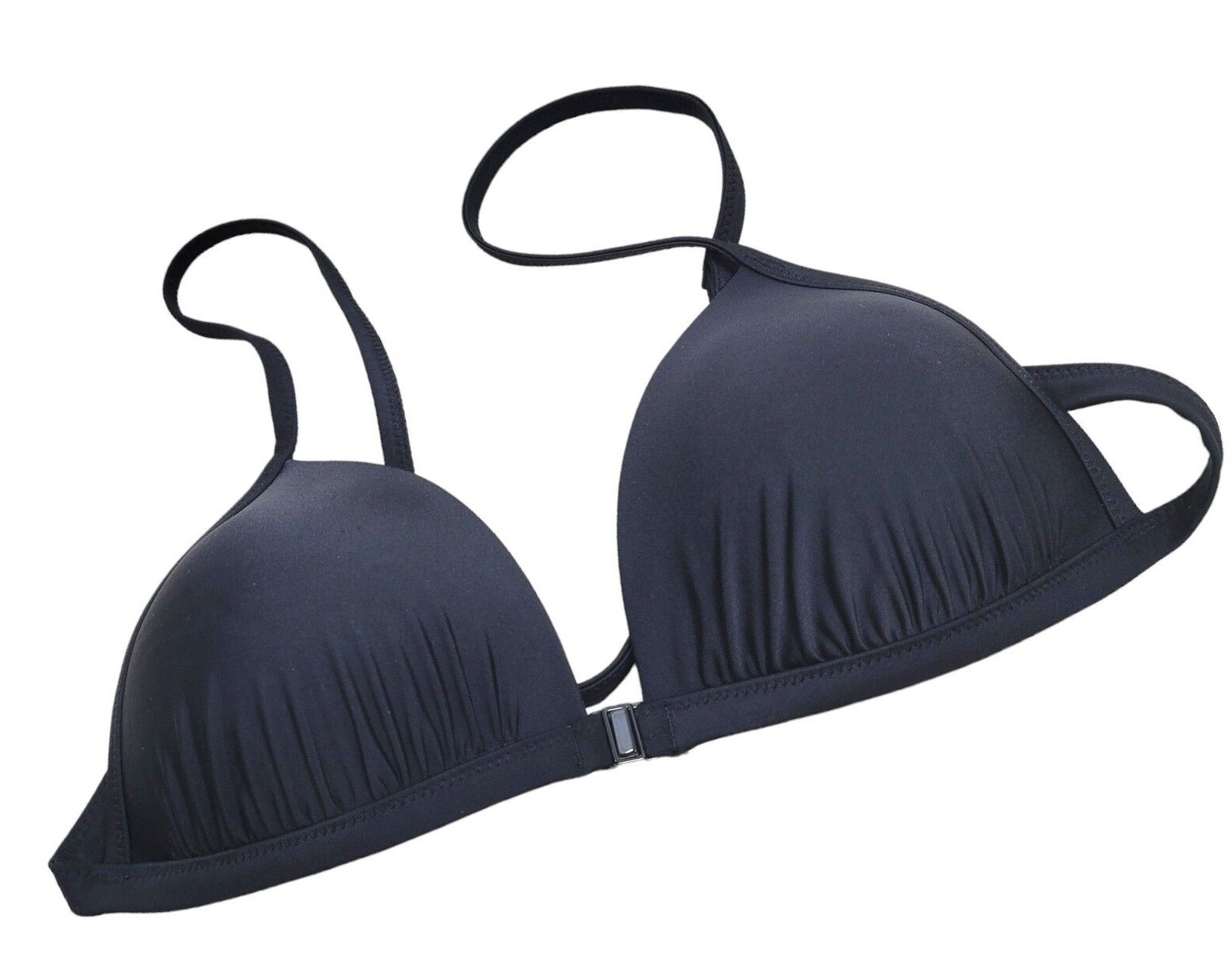 Aerie Perky Triangle Padded Bikini Top Front Close Adjustable Straps Black
