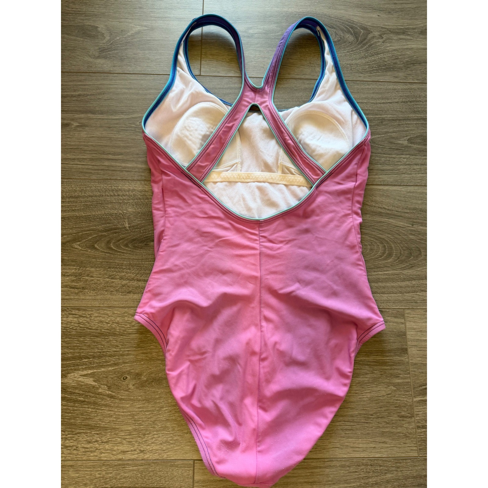 Speedo One Piece Swimsuit 10 Pink Racerback Athletic Swim