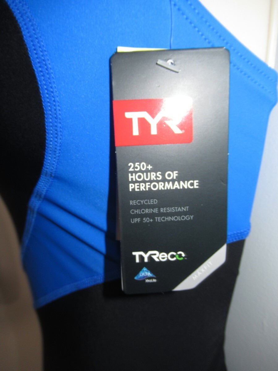 TYR Women’s Sport Alliance T-Splice Maxfit Swimsuit Blue Size 32 New