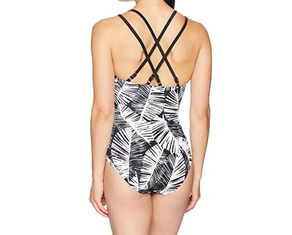 Coastal Blue Women’s Control One Piece Swimsuit Polished Palm Size Small NWOT