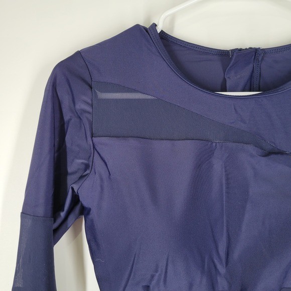 NWT NESY Rash Guard Swim Bodysuit Womens Small Navy Blue Mesh