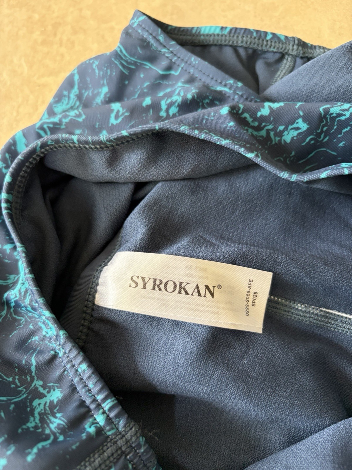 SYROKAN Women’s One Piece Sport Swimwear Blue Pattern Size S