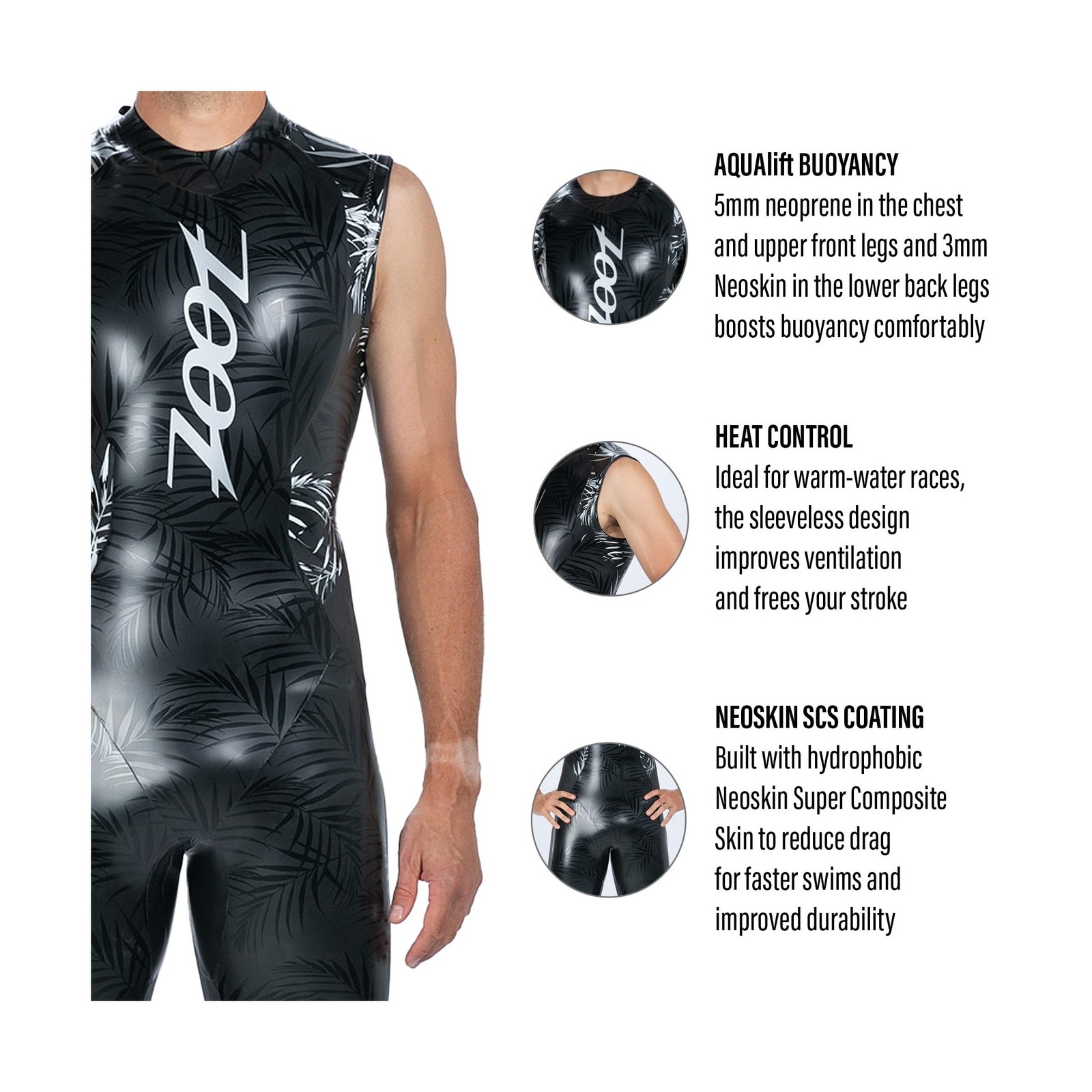 Zoot Men’s Maui Sleeveless Wetsuit, No Sleeve Neoskin Neoprene Buoyancy Suit …