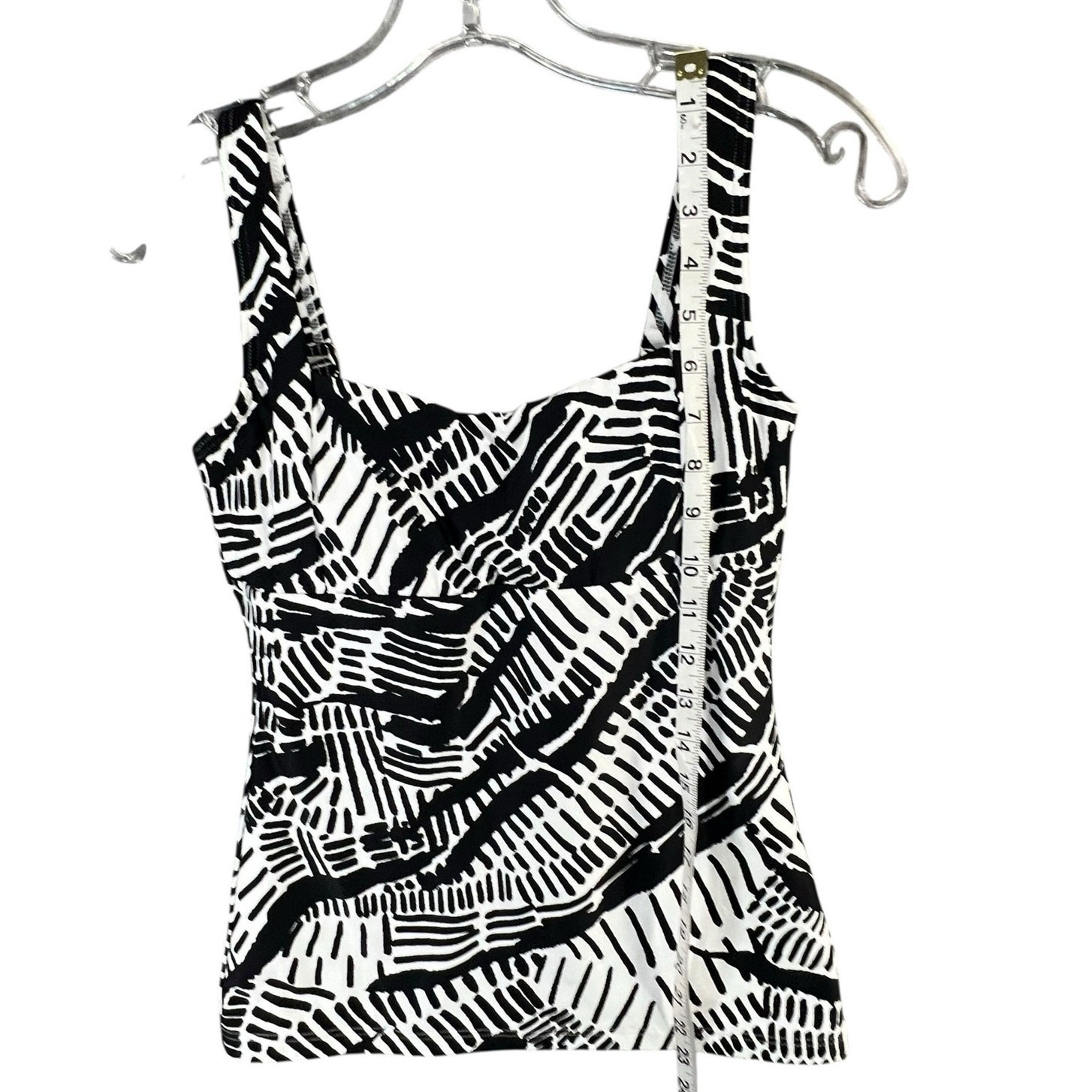 Sea Level Swim Tankini Top US 6 Black White Multifit Cup Convertible Sustainable