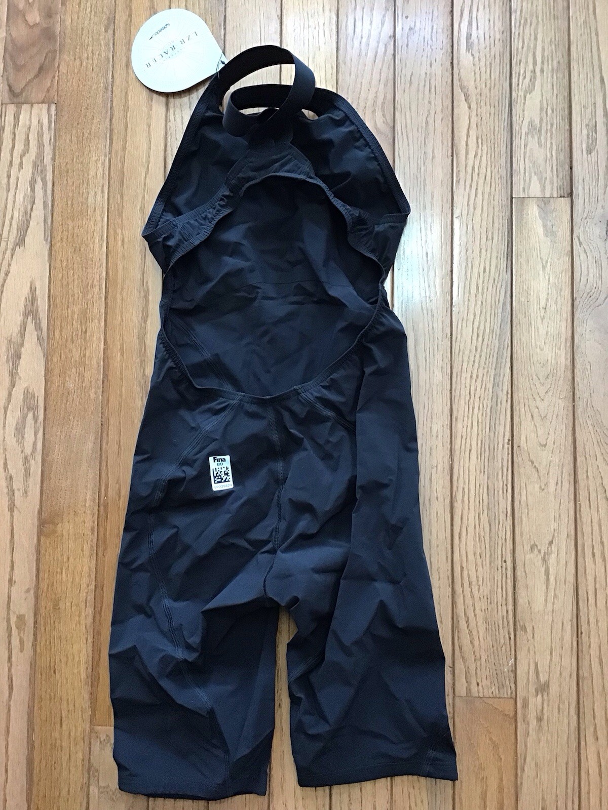 New Speedo Size 24 LZR Racer Pro 2.0 Open Back Kneeskin Swimsuit Black (C27-18)