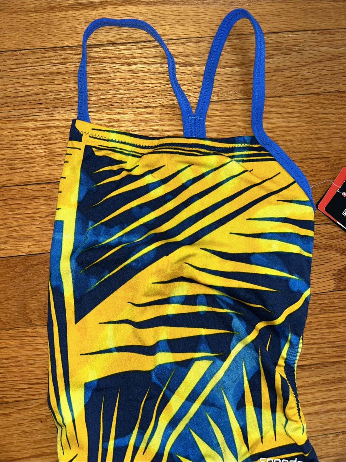 Speedo Endurance Flyback One Piece Swimsuit Womens Size 26 Blue Yellow NWT $89.5