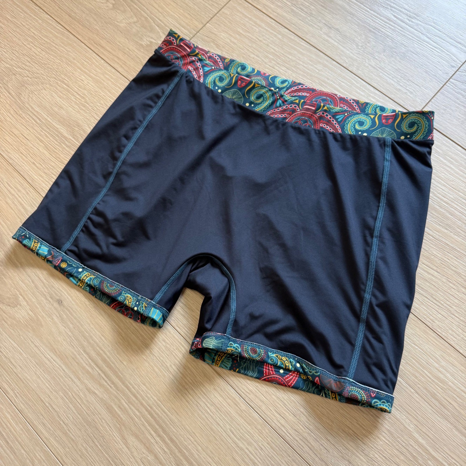 TomboyX Sea Life Print 4.5″ Board Shorts Swim Trunks Turtle Seahorse Large