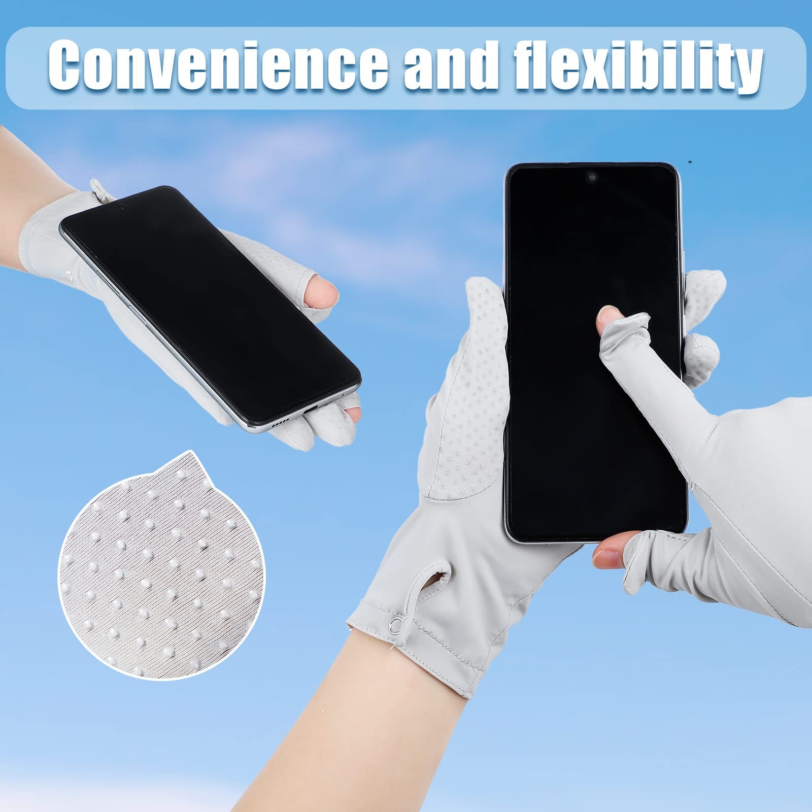 Loopeer 2 Packs Women Sun Protection Driving UV Gloves Full Finger Touchscreen N
