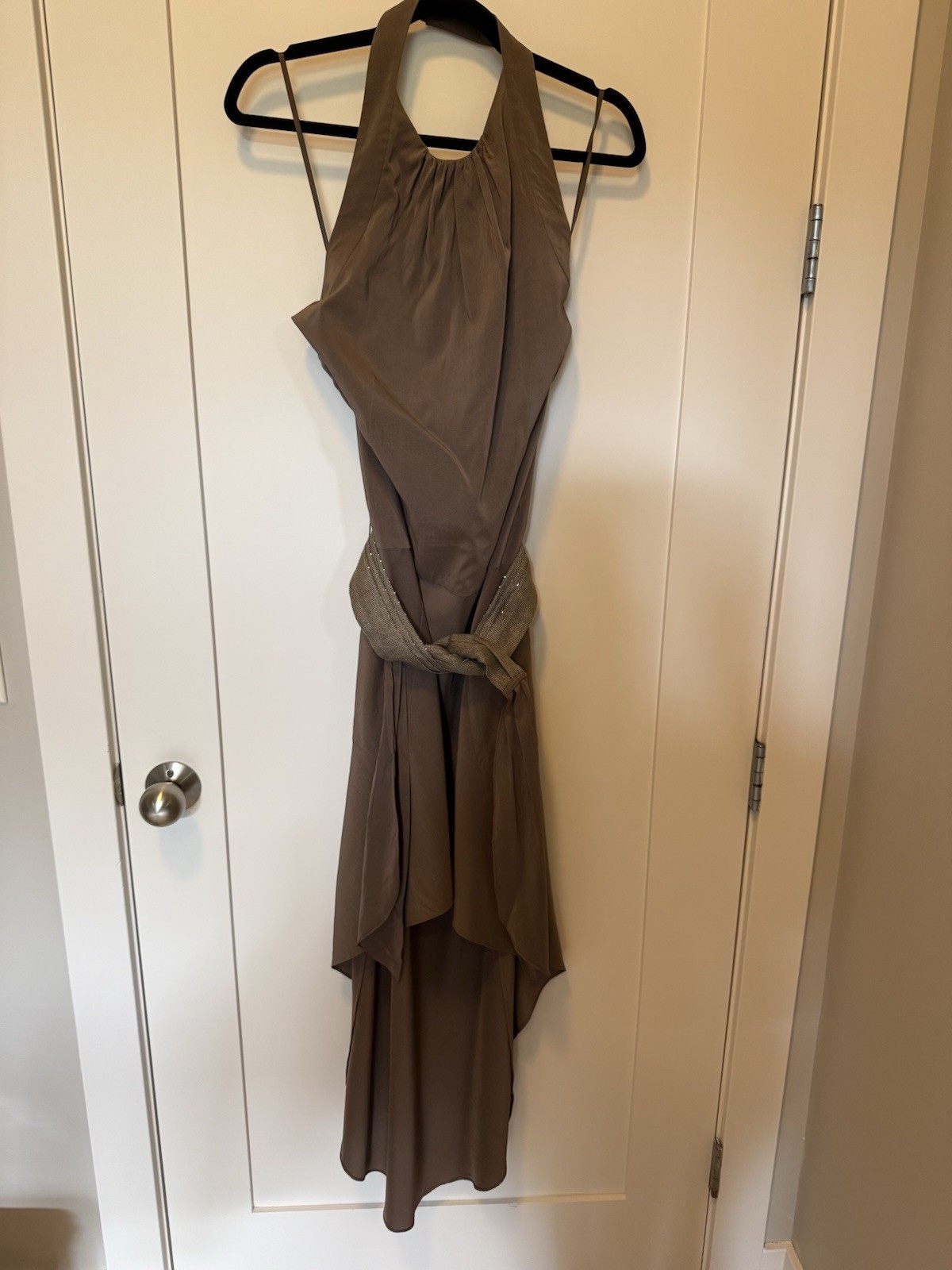EUC Brunello Cucinelli Belted High Low Dress brown SZ S $2,452.00