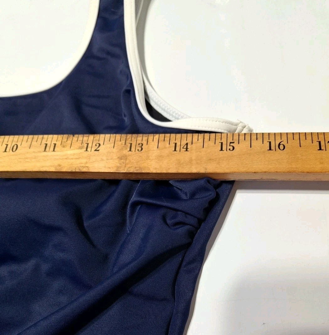 Lands End Womens Navy One Piece Swimsuit 10 M Tugless Anchor 455012 Spandex Suit