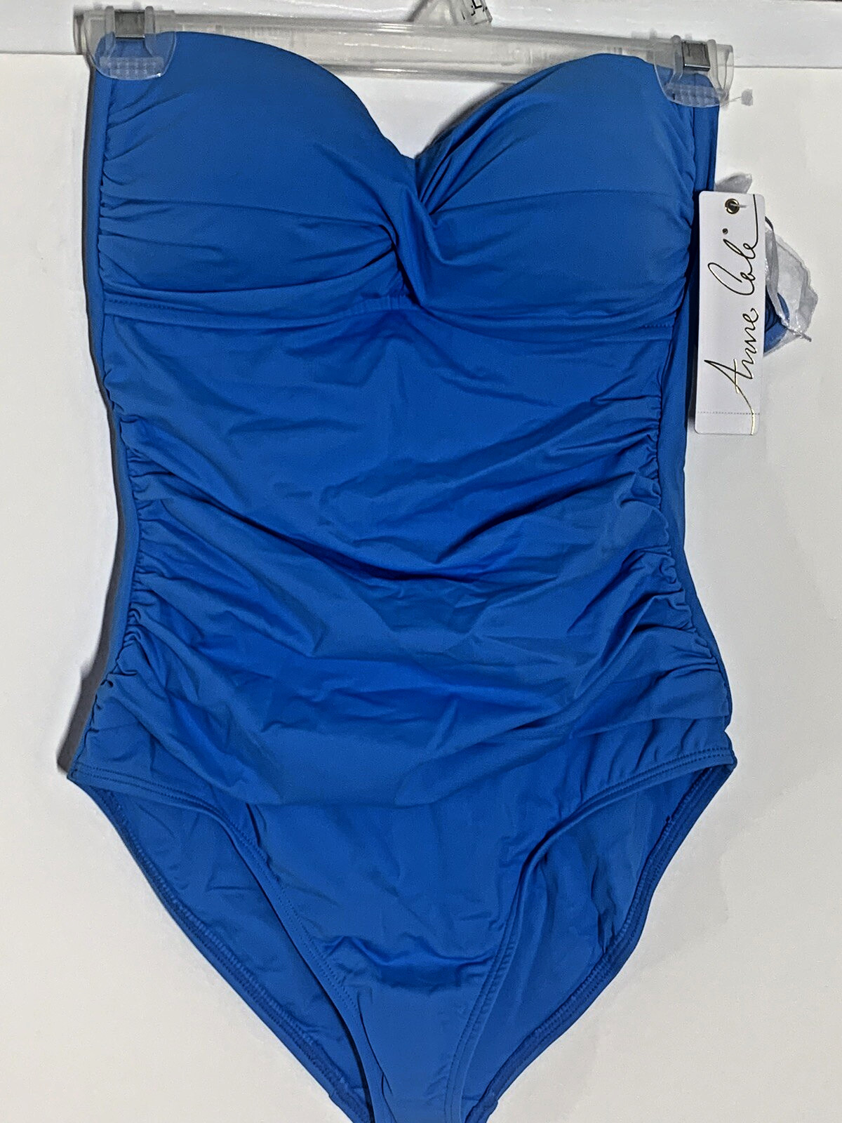 Women’s Swimsuit Sz 6 Anne Cole Blue Twist Front Bandeau 1 Piece. MSRP $88 D009