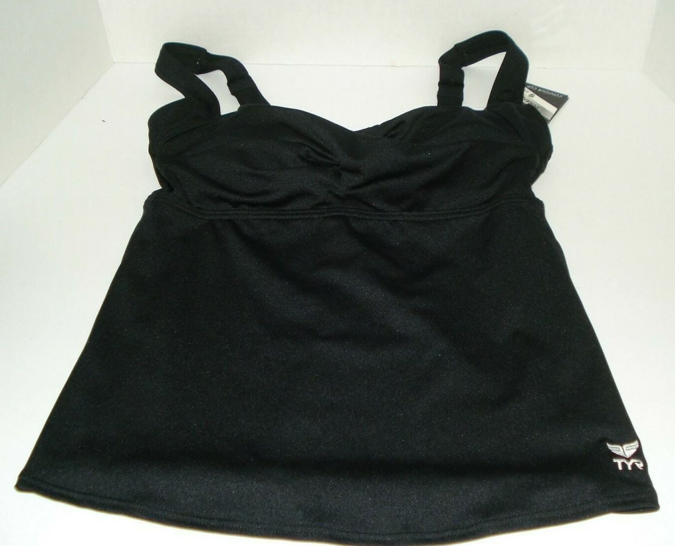 TYR Durafast Twisted Black Bra Tankini Top Size 6 NWT
