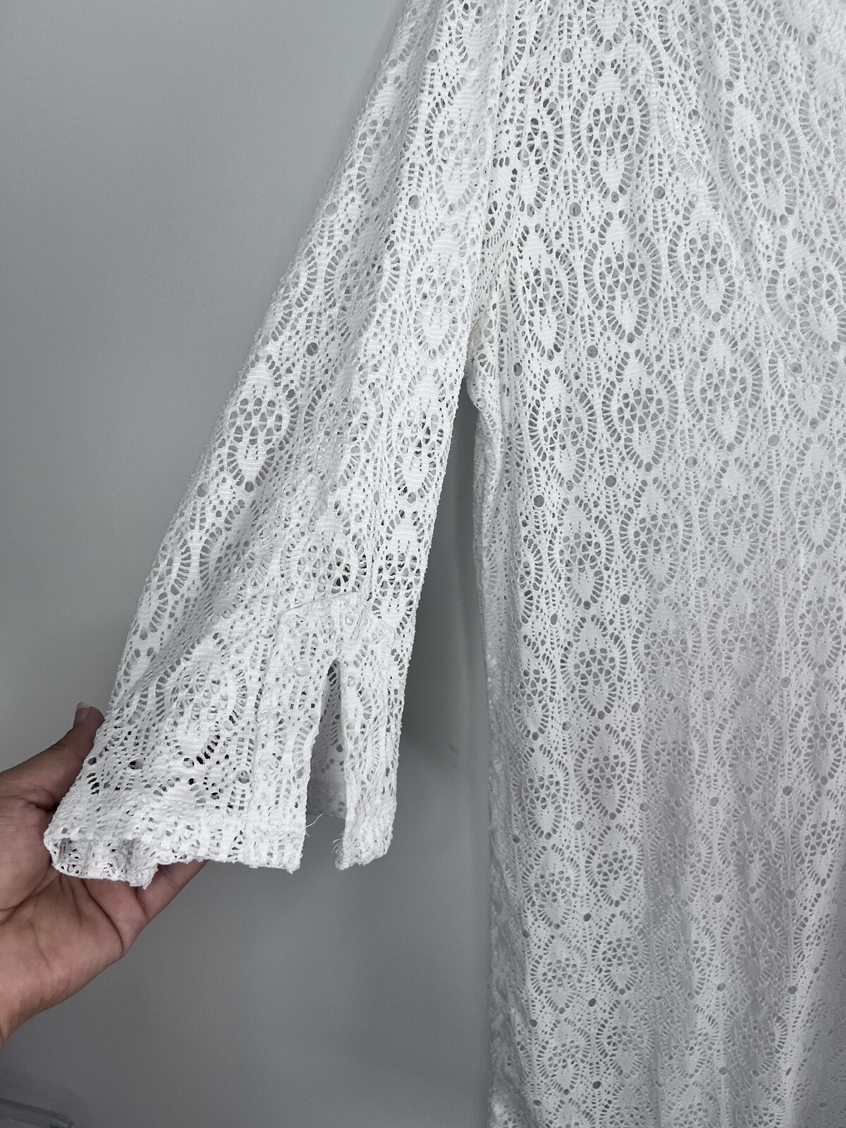 Jantzen Swimsuit Cover Up Womens White Lace Crochet Stretch Waist V Neck Large