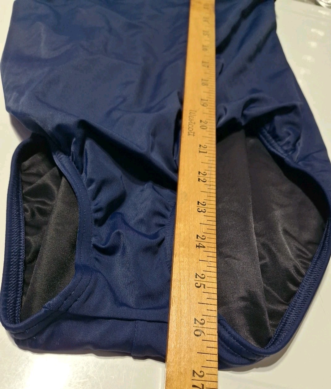 Lands End Womens Navy One Piece Swimsuit 10 M Tugless Anchor 455012 Spandex Suit