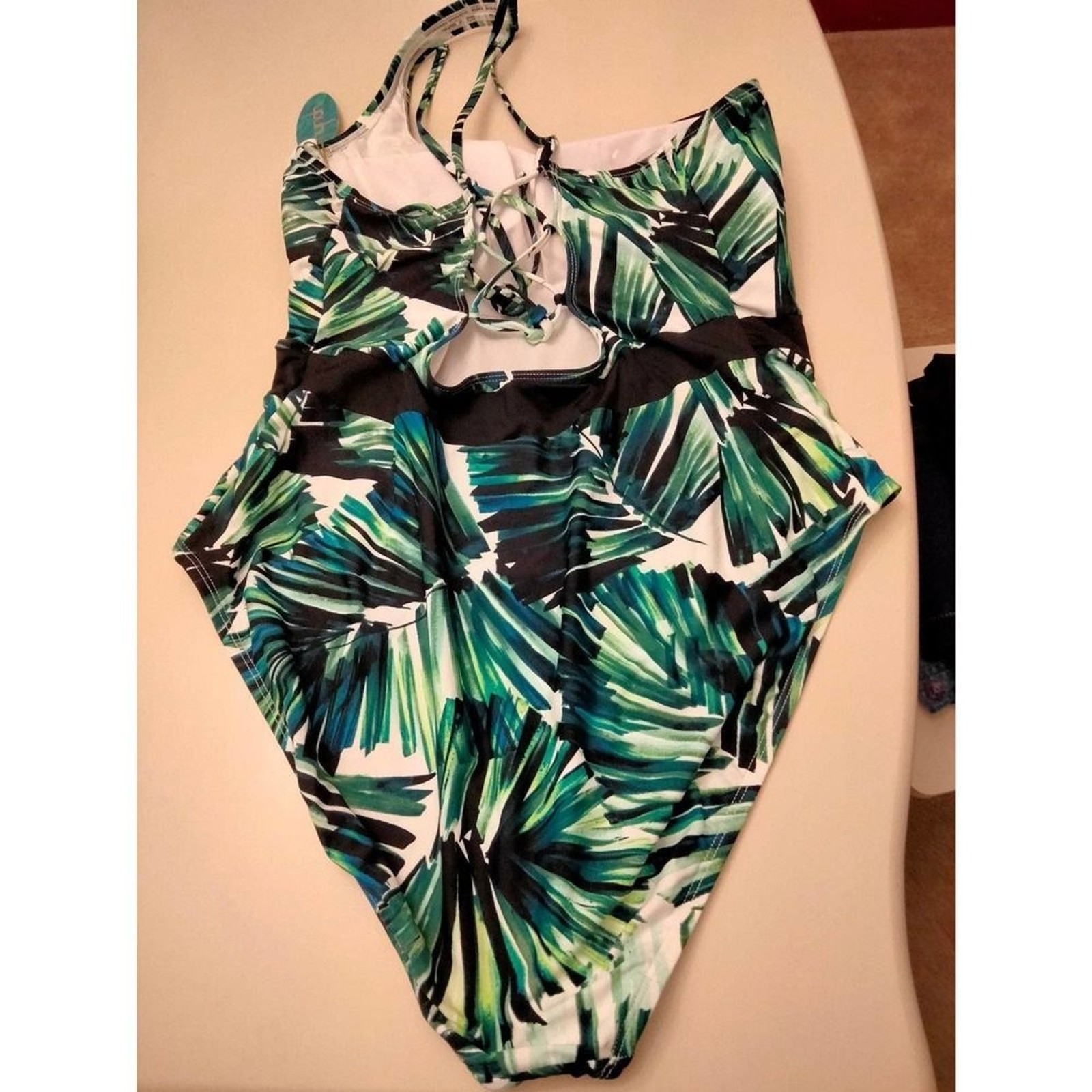 One Piece tropical leaf design Swimsuit women XL