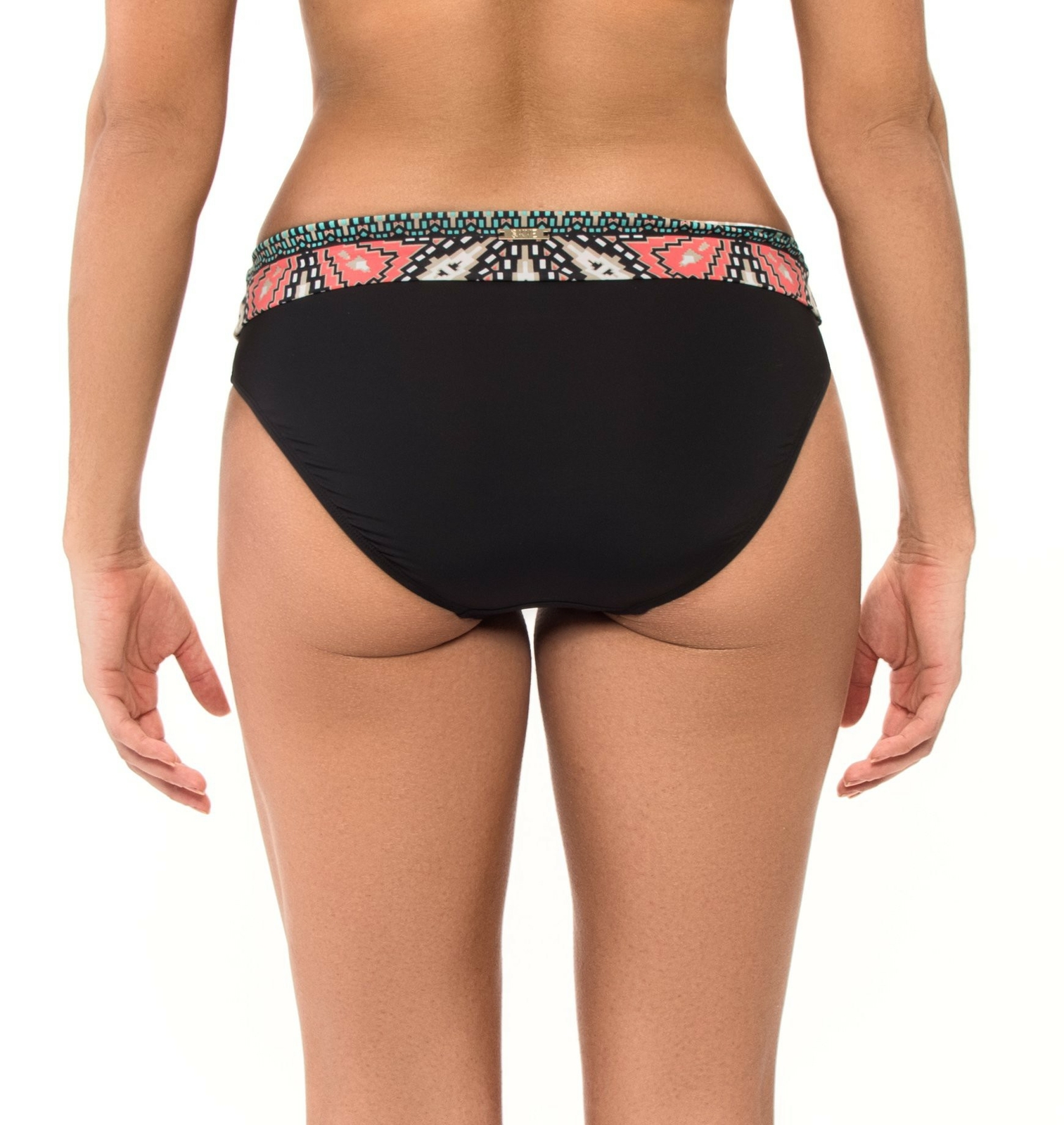 Skye Women’s Mactan Fold Over Mid Waist Bikini Bottom, Black, Medium