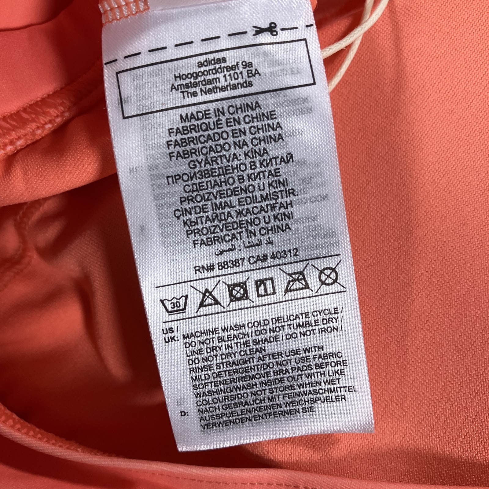 Adidas Big Bars Bik TP Swimwear Sports Bra Top XL Coral Fusion Shadow New