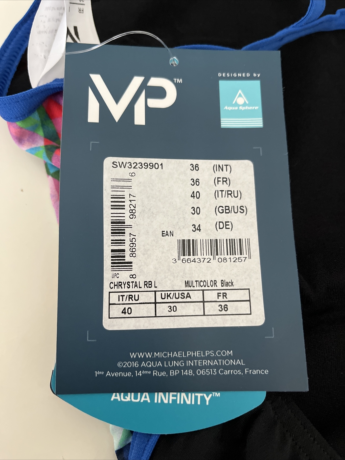 Size 30 Michael Phelps Racing Swim Suit Aqua Infinity Tech! Women Chrystal
