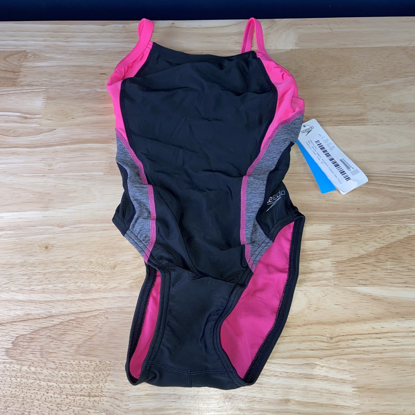 NWT Women’s Speedo Relaunch Flyback Pro LT Swimsuit Pink Black Size 26