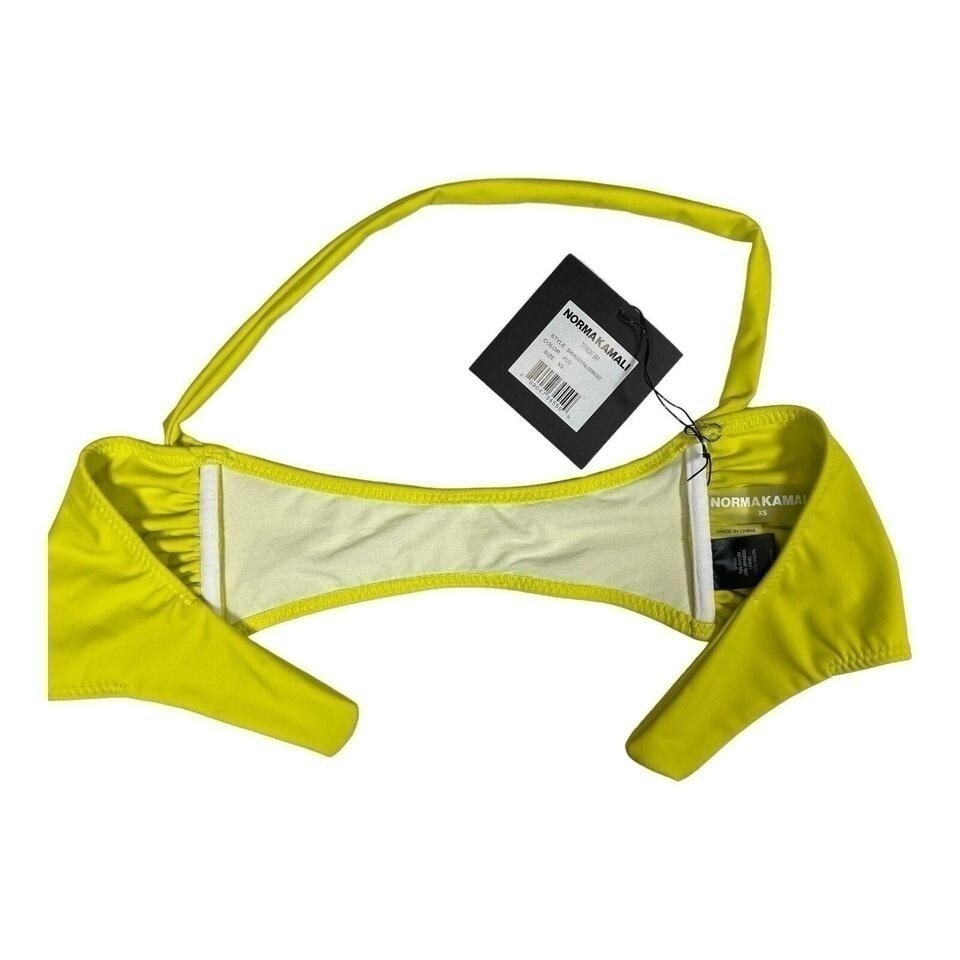 Norma Kamali Bikini Top XS Acid Yellow Swim Bra NWT Nylon Spandex