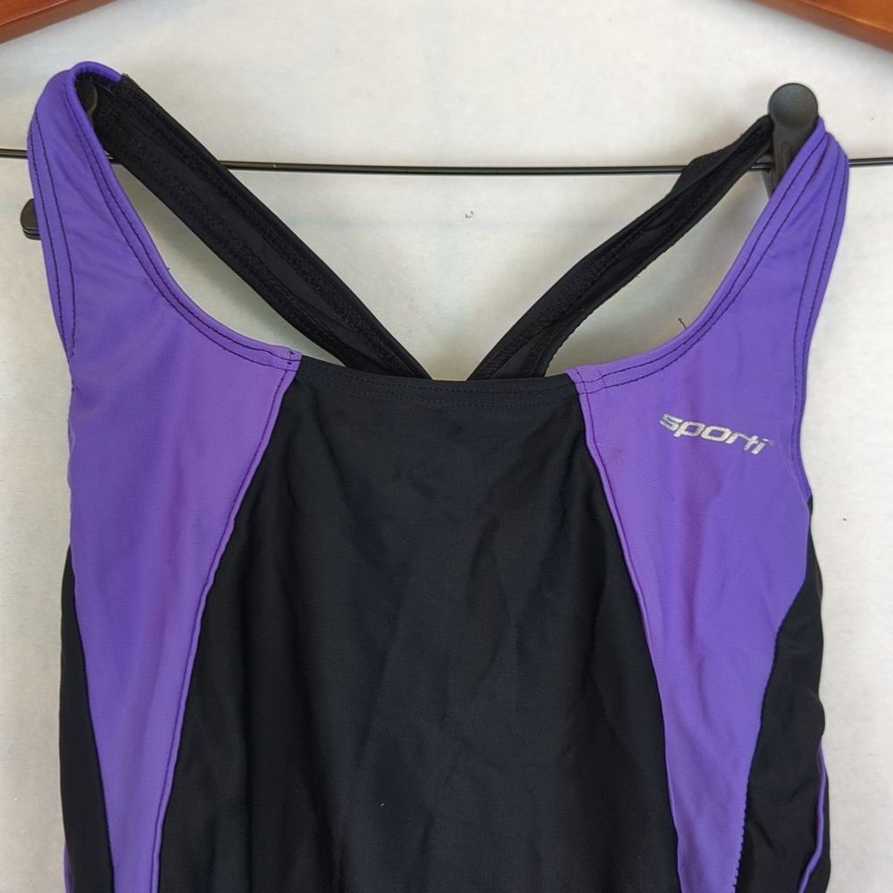 Sporti Purple & Black Cutout One Piece Swimsuit S